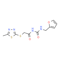 ChemSpider 2D Image | N-[(2-Furylmethyl)carbamoyl]-2-[(5-methyl-1,3,4-thiadiazol-2-yl)sulfanyl]acetamide | C11H12N4O3S2