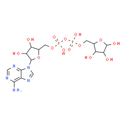 ChemSpider 2D Image | [5-(6-Amino-9H-purin-9-yl)-3,4-dihydroxytetrahydro-2-furanyl]methyl-(3,4,5-trihydroxytetrahydro-2-furanyl)methyldihydrogen-diphosphat | C15H23N5O14P2