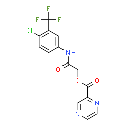 ChemSpider 2D Image | 2-{[4-Chloro-3-(trifluoromethyl)phenyl]amino}-2-oxoethyl 2-pyrazinecarboxylate | C14H9ClF3N3O3