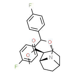 ChemSpider 2D Image | Methyl (1R,2R,3R)-3-[bis(4-fluorophenyl)methoxy]-8-methyl-8-azabicyclo[3.2.1]octane-2-carboxylate | C23H25F2NO3