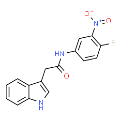 ChemSpider 2D Image | N-(4-Fluoro-3-nitrophenyl)-2-(1H-indol-3-yl)acetamide | C16H12FN3O3