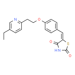 ChemSpider 2D Image | 5-(4-(2-(5-Ethylpyridin-2-yl)ethoxy)benzylidene)thiazolidine-2,4-dione | C19H18N2O3S