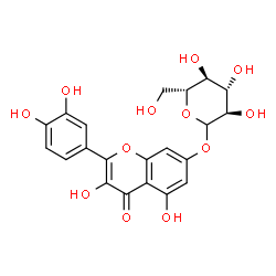 ChemSpider 2D Image | 2-(3,4-Dihydroxyphenyl)-3,5-dihydroxy-4-oxo-4H-chromen-7-yl D-glucopyranoside | C21H20O12