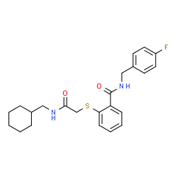 ChemSpider 2D Image | 2-({2-[(Cyclohexylmethyl)amino]-2-oxoethyl}sulfanyl)-N-(4-fluorobenzyl)benzamide | C23H27FN2O2S