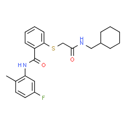 ChemSpider 2D Image | 2-({2-[(Cyclohexylmethyl)amino]-2-oxoethyl}sulfanyl)-N-(5-fluoro-2-methylphenyl)benzamide | C23H27FN2O2S