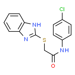 ChemSpider 2D Image | 2-(1H-Benzimidazol-2-ylsulfanyl)-N-(4-chlorophenyl)acetamide | C15H12ClN3OS