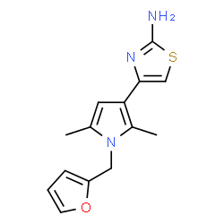 ChemSpider 2D Image | 4-[1-(2-Furylmethyl)-2,5-dimethyl-1H-pyrrol-3-yl]-1,3-thiazol-2-amine | C14H15N3OS