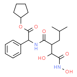 ChemSpider 2D Image | Cyclopentyl ({2-[1-hydroxy-2-(hydroxyamino)-2-oxoethyl]-4-methylpentanoyl}amino)(phenyl)acetate | C21H30N2O6