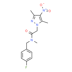 ChemSpider 2D Image | 2-(3,5-Dimethyl-4-nitro-1H-pyrazol-1-yl)-N-(4-fluorobenzyl)-N-methylacetamide | C15H17FN4O3