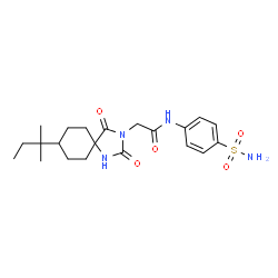 ChemSpider 2D Image | 2-[8-(2-Methyl-2-butanyl)-2,4-dioxo-1,3-diazaspiro[4.5]dec-3-yl]-N-(4-sulfamoylphenyl)acetamide | C21H30N4O5S