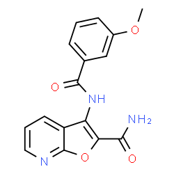 ChemSpider 2D Image | 3-(3-Methoxybenzamido)furo[2,3-b]pyridine-2-carboxamide | C16H13N3O4