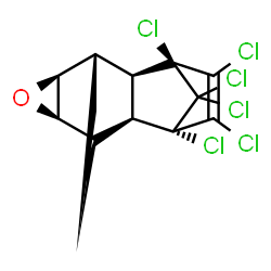 ChemSpider 2D Image | (1R,2S,3S,6S,7R,8S,9S,11R)-3,4,5,6,13,13-Hexachloro-10-oxapentacyclo[6.3.1.1~3,6~.0~2,7~.0~9,11~]tridec-4-ene | C12H8Cl6O