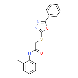 ChemSpider 2D Image | N-(2-Methylphenyl)-2-[(5-phenyl-1,3,4-oxadiazol-2-yl)sulfanyl]acetamide | C17H15N3O2S
