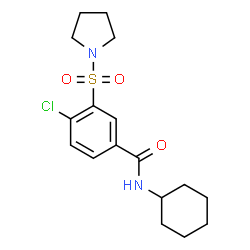 ChemSpider 2D Image | 4-Chloro-N-cyclohexyl-3-(1-pyrrolidinylsulfonyl)benzamide | C17H23ClN2O3S