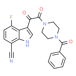 ChemSpider 2D Image | 3-[(4-Benzoyl-1-piperazinyl)(oxo)acetyl]-4-fluoro-1H-indole-7-carbonitrile | C22H17FN4O3