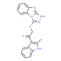 ChemSpider 2D Image | ethanone, 1-(2-methyl-1H-indol-3-yl)-2-(9H-1,2,4-triazolo[4,3-a]benzimidazol-3-ylthio)- | C19H15N5OS