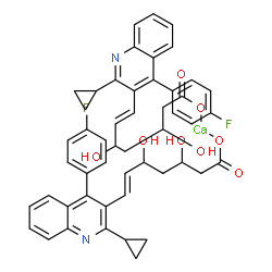 ChemSpider 2D Image | Calcium bis{(6E)-7-[2-cyclopropyl-4-(4-fluorophenyl)-3-quinolinyl]-3,5-dihydroxy-6-heptenoate} | C50H46CaF2N2O8