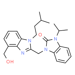ChemSpider 2D Image | 1-{[4-(Hydroxymethyl)-1-(3-methylbutyl)-1H-benzimidazol-2-yl]methyl}-3-isopropyl-1,3-dihydro-2H-benzimidazol-2-one | C24H30N4O2