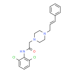ChemSpider 2D Image | N-(2,6-Dichlorophenyl)-2-{4-[(2E)-3-phenyl-2-propen-1-yl]-1-piperazinyl}acetamide | C21H23Cl2N3O