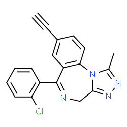 ChemSpider 2D Image | 6-(2-Chlorophenyl)-8-ethynyl-1-methyl-4H-[1,2,4]triazolo[4,3-a][1,4]benzodiazepine | C19H13ClN4