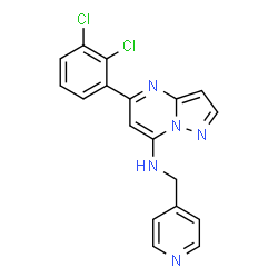 ChemSpider 2D Image | 5-(2,3-Dichlorophenyl)-N-(4-pyridinylmethyl)pyrazolo[1,5-a]pyrimidin-7-amine | C18H13Cl2N5
