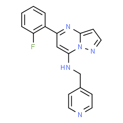 ChemSpider 2D Image | 5-(2-Fluorophenyl)-N-(4-pyridinylmethyl)pyrazolo[1,5-a]pyrimidin-7-amine | C18H14FN5