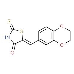 ChemSpider 2D Image | (5Z)-5-(2,3-Dihydro-1,4-benzodioxin-6-ylmethylene)-2-thioxo-1,3-thiazolidin-4-one | C12H9NO3S2