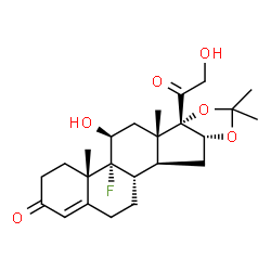 ChemSpider 2D Image | 11?,16?,17?,21-tetrahydroxy-9?-fluoropregn-4-ene-3,20-dione 16,17-acetonide | C24H33FO6