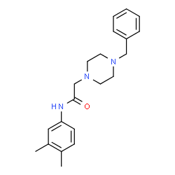 ChemSpider 2D Image | 2-(4-Benzyl-1-piperazinyl)-N-(3,4-dimethylphenyl)acetamide | C21H27N3O