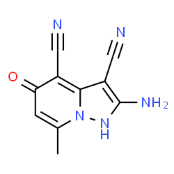 ChemSpider 2D Image | 2-Amino-7-methyl-5-oxo-1,5-dihydropyrazolo[1,5-a]pyridine-3,4-dicarbonitrile | C10H7N5O