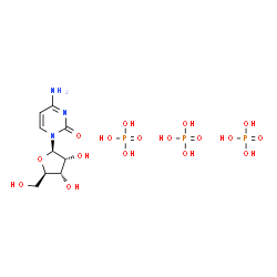 ChemSpider 2D Image | 4-amino-1-[(2R,3R,4S,5R)-3,4-dihydroxy-5-(hydroxymethyl)tetrahydrofuran-2-yl]pyrimidin-2-one; phosphoric acid | C9H22N3O17P3
