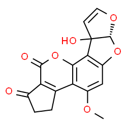 ChemSpider 2D Image | (6aR)-9a-Hydroxy-4-methoxy-2,3,6a,9a-tetrahydrocyclopenta[c]furo[3',2':4,5]furo[2,3-h]chromene-1,11-dione | C17H12O7