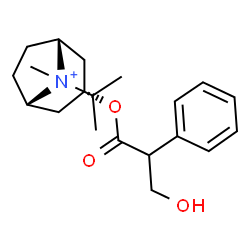 ChemSpider 2D Image | (3-endo,8-syn)-3-[(3-Hydroxy-2-phenylpropanoyl)oxy]-8-isopropyl-8-methyl-8-azoniabicyclo[3.2.1]octane | C20H30NO3