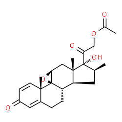 ChemSpider 2D Image | 9,11?-epoxy-17-hydroxy-16?-methyl-3,20-dioxo-9?-pregna-1,4-diene-21-yl acetate | C24H30O6