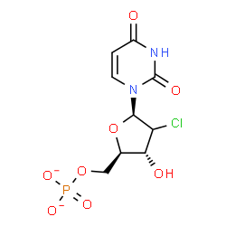 ChemSpider 2D Image | (2xi)-2'-Chloro-2'-deoxy-5'-O-phosphonatouridine | C9H10ClN2O8P