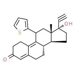 ChemSpider 2D Image | 17-Hydroxy-11-(2-thienyl)-19-norpregna-4,9-dien-20-yn-3-one | C24H26O2S