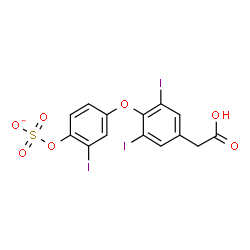 ChemSpider 2D Image | 4-[4-(Carboxymethyl)-2,6-diiodophenoxy]-2-iodophenyl sulfate | C14H8I3O7S