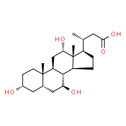 ChemSpider 2D Image | 24-Norcholan-23-oic acid, 3,7,12-trihydroxy-, (3alpha,5beta,7beta,12alpha)- | C23H38O5