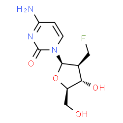ChemSpider 2D Image | 4-Amino-1-[2-deoxy-2-(fluoromethyl)-beta-D-arabinofuranosyl]-2(1H)-pyrimidinone | C10H14FN3O4