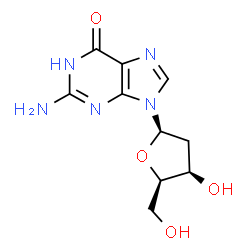 ChemSpider 2D Image | Guanine, 9-(2-Deoxy-beta-D-threo-pentofuranosyl) | C10H13N5O4