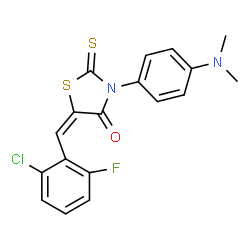 ChemSpider 2D Image | (5E)-5-(2-Chloro-6-fluorobenzylidene)-3-[4-(dimethylamino)phenyl]-2-thioxo-1,3-thiazolidin-4-one | C18H14ClFN2OS2