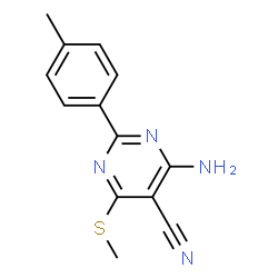 ChemSpider 2D Image | 4-AMINO-2-(4-METHYLPHENYL)-6-(METHYLTHIO)PYRIMIDINE-5-CARBONITRILE | C13H12N4S