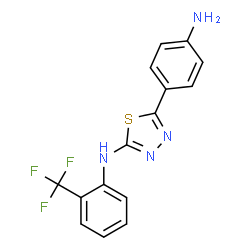 ChemSpider 2D Image | 5-(4-Aminophenyl)-N-[2-(trifluoromethyl)phenyl]-1,3,4-thiadiazol-2-amine | C15H11F3N4S