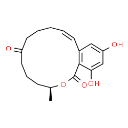 ChemSpider 2D Image | (3S,11Z)-14,16-Dihydroxy-3-methyl-3,4,5,6,9,10-hexahydro-1H-2-benzoxacyclotetradecine-1,7(8H)-dione | C18H22O5