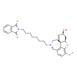 ChemSpider 2D Image | (4aR,6S,8aR)-11-[8-(1,3-Dioxo-1,3-dihydro-2H-isoindol-2-yl)octyl]-6-hydroxy-3-methoxy-5,6,9,10-tetrahydro-4aH-[1]benzofuro[3a,3,2-ef][2]benzazepin-11-ium | C32H37N2O5