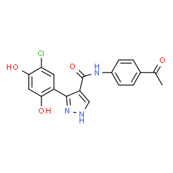 ChemSpider 2D Image | N-(4-Acetylphenyl)-3-(5-chloro-2,4-dihydroxyphenyl)-1H-pyrazole-4-carboxamide | C18H14ClN3O4