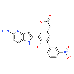 ChemSpider 2D Image | [5-(5-Amino-1H-pyrrolo[3,2-b]pyridin-2-yl)-6-hydroxy-3'-nitro-3-biphenylyl]acetic acid | C21H16N4O5
