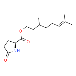 ChemSpider 2D Image | 3,7-Dimethyl-6-octen-1-yl 5-oxo-L-prolinate | C15H25NO3