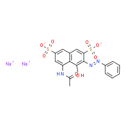 ChemSpider 2D Image | Disodium 5-acetamido-4-hydroxy-3-[(E)-phenyldiazenyl]-2,7-naphthalenedisulfonate | C18H13N3Na2O8S2