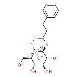 ChemSpider 2D Image | 1-S-[3-phenyl-N-(sulfonatooxy)propanimidoyl]-1-thio-beta-D-glucopyranose | C15H20NO9S2